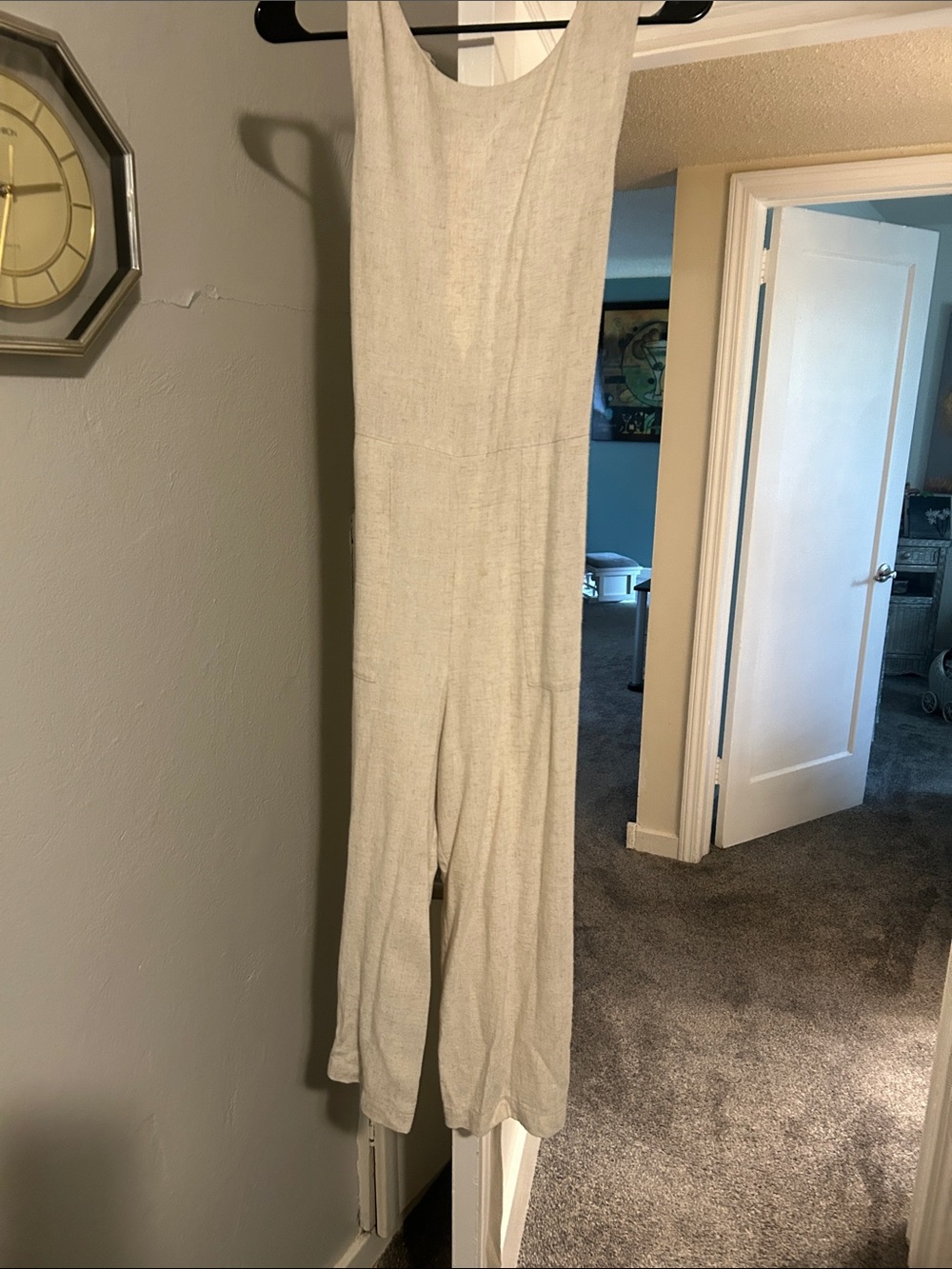 Monteau Light Beige Linen-Blend Jumpsuit